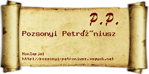 Pozsonyi Petróniusz névjegykártya
